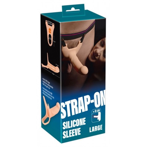 Силиконовый полый страпон на ремнях Silicone Strap-on - 19 см.